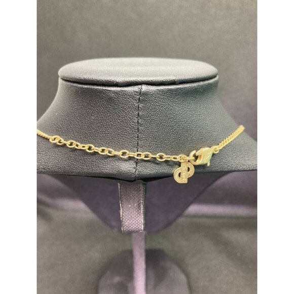 Authentic Christian Dior Vintage Rhinestone Crystal Round Necklace Gold Plated - Picture 6 of 10
